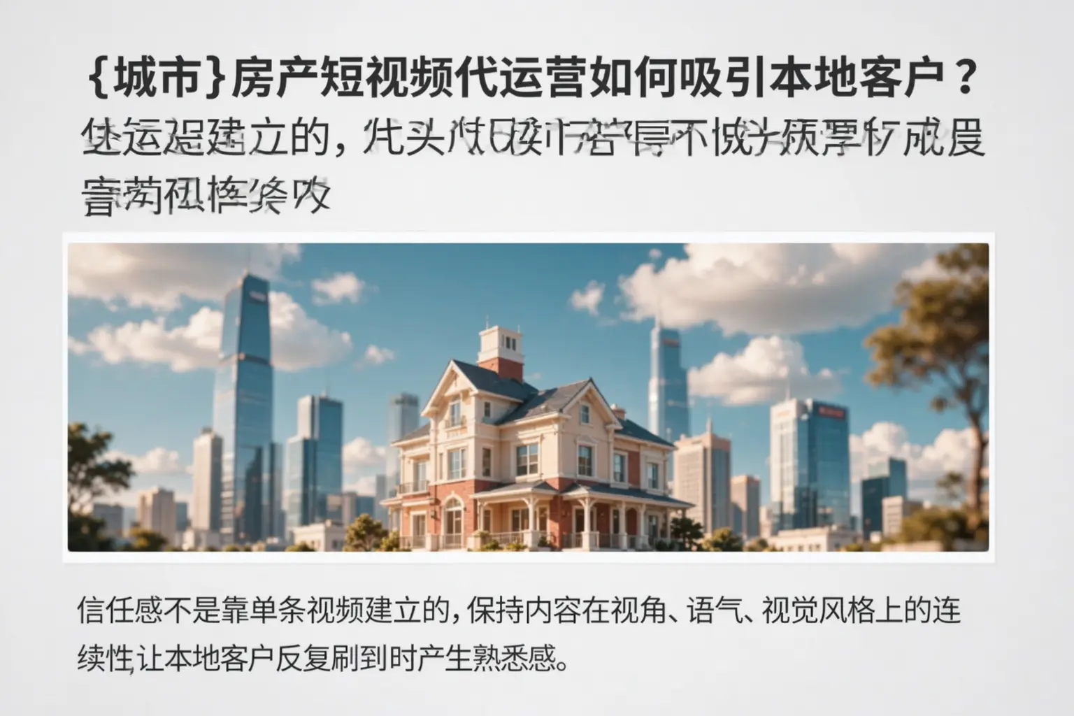 佛山房产短视频代运营如何吸引本地客户？