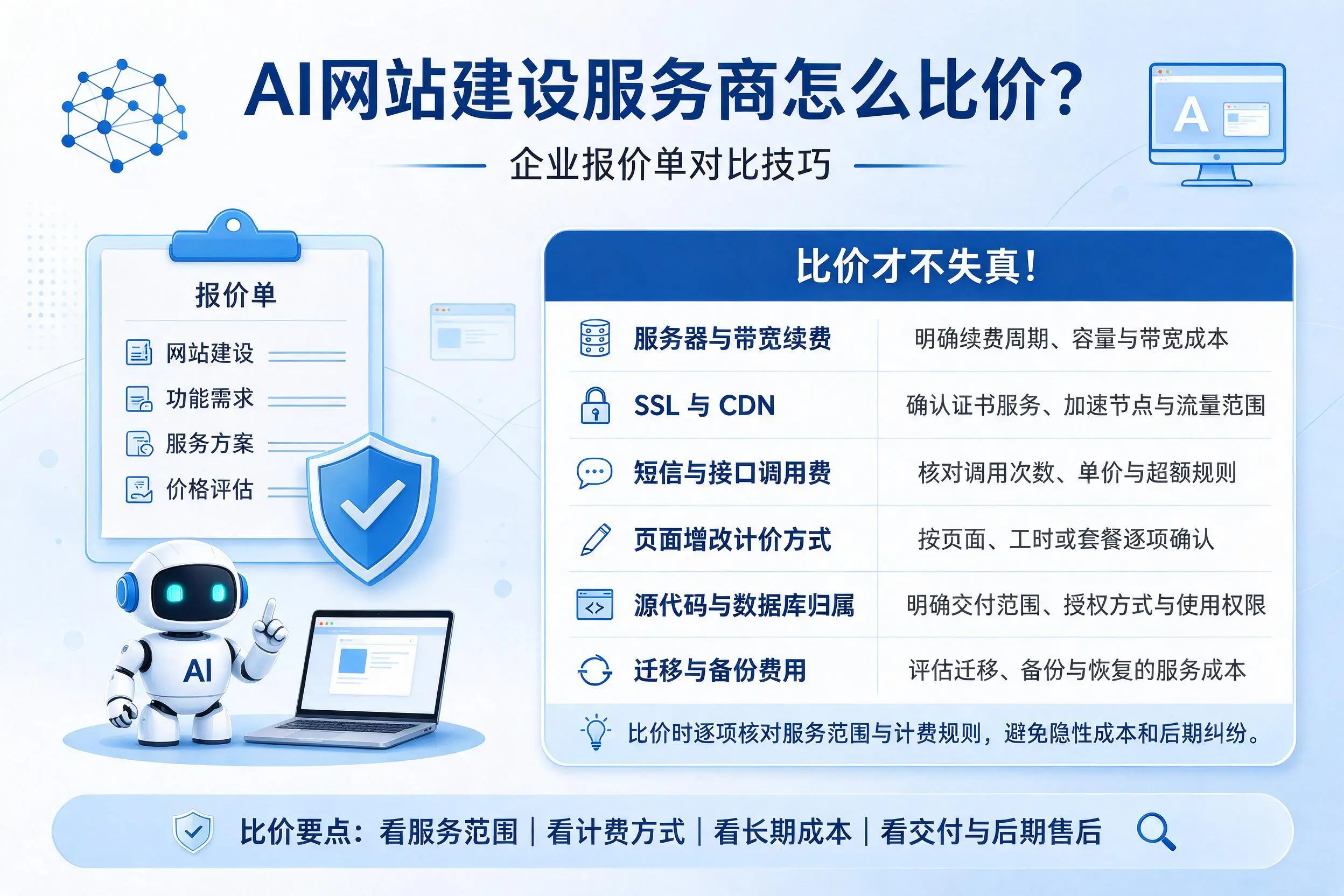 AI网站建设服务商怎么比价？佛山企业报价单对比技巧